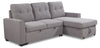 Sofa-lit sectionnel de droite Carter 2 pièces en tissu d’apparence lin avec fauteuil long de rangement - gris Solis
