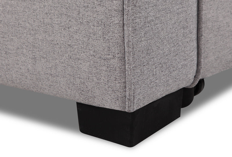 Sofa-lit sectionnel de droite Carter 2 pièces en tissu d’apparence lin avec fauteuil long de rangement - gris Solis