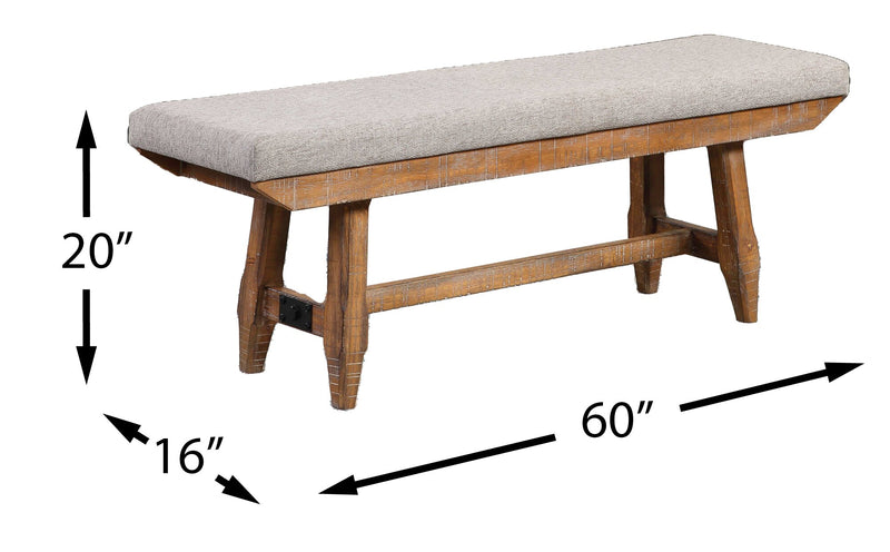Banc de salle à manger Cedar de 60 po (L) en pin et tissu de polyester, avec base à tréteaux - brun