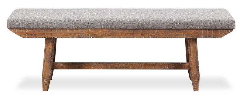 Banc de salle à manger Cedar de 60 po (L) en pin et tissu de polyester, avec base à tréteaux - brun