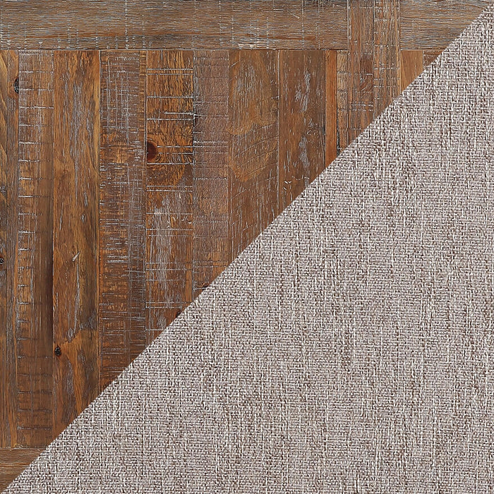 Banc de salle à manger Cedar de 60 po (L) en pin et tissu de polyester, avec base à tréteaux - brun