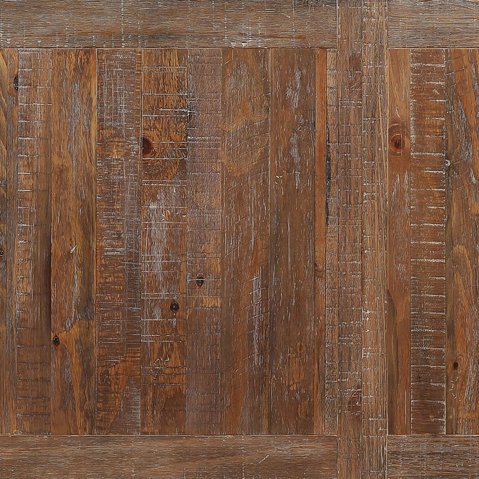 Ensemble de salle à manger Cedar 6 pièces en pin avec table de 72,07 po (L), base à tréteaux, banc et 4 chaises - brun