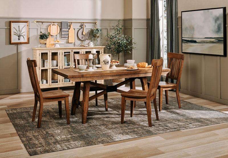 Chaise de salle à manger Cedar en pin avec dossier à lattes - brune