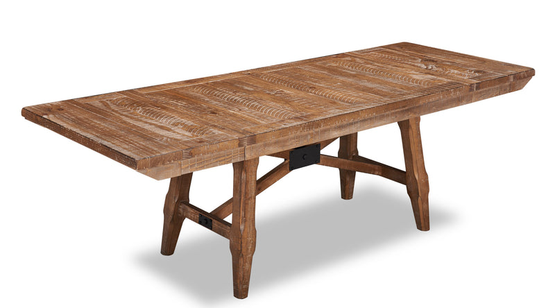 Table de salle à manger Cedar de 72,07 po (L) en pin avec base à tréteaux - brune