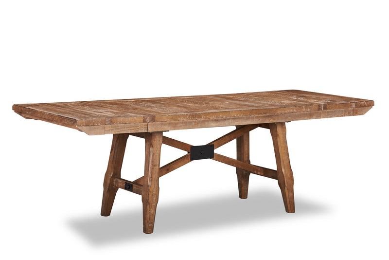 Table de salle à manger Cedar de 72,07 po (L) en pin avec base à tréteaux - brune