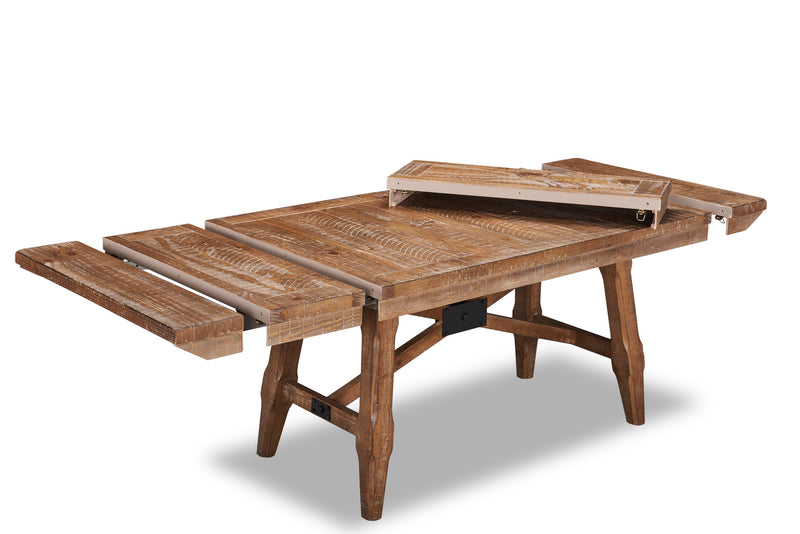 Table de salle à manger Cedar de 72,07 po (L) en pin avec base à tréteaux - brune