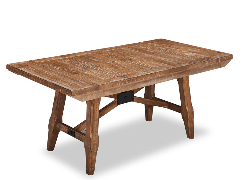 Table de salle à manger Cedar de 72,07 po (L) en pin avec base à tréteaux - brune