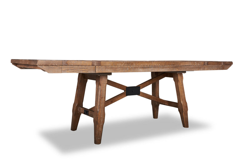 Table de salle à manger Cedar de 72,07 po (L) en pin avec base à tréteaux - brune