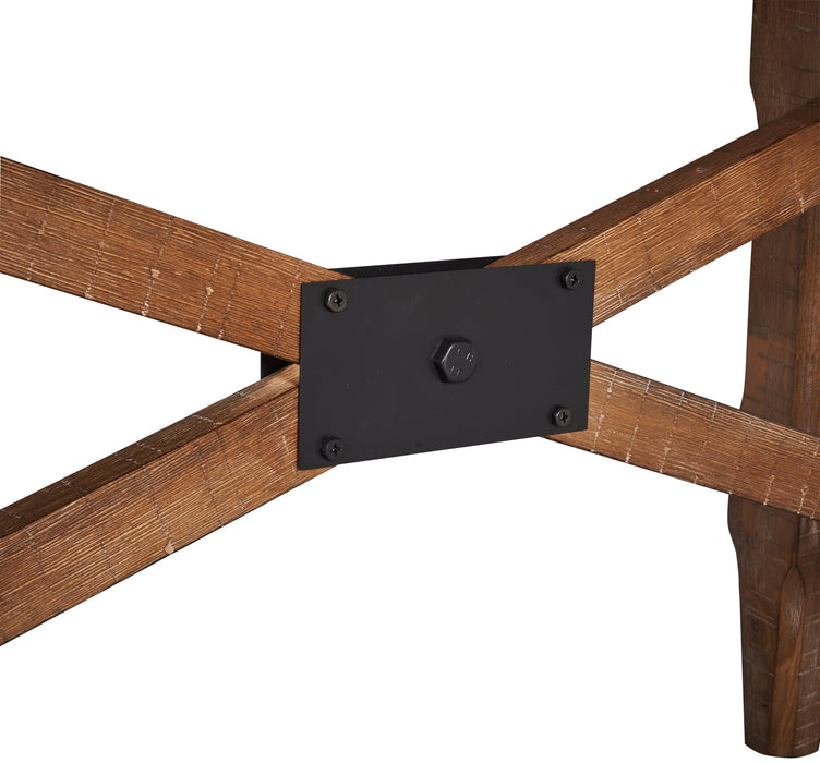 Table de salle à manger Cedar de 72,07 po (L) en pin avec base à tréteaux - brune