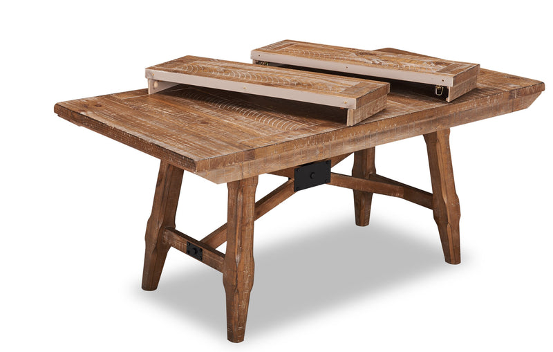 Table de salle à manger Cedar de 72,07 po (L) en pin avec base à tréteaux - brune