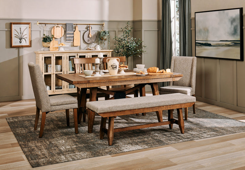 Chaise de salle à manger Cedar en tissu de polyester et en pin - beige