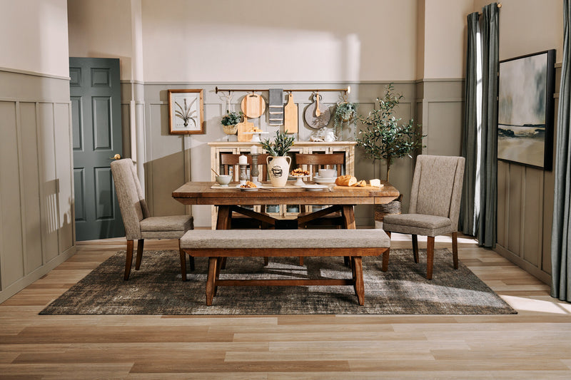 Chaise de salle à manger Cedar en tissu de polyester et en pin - beige