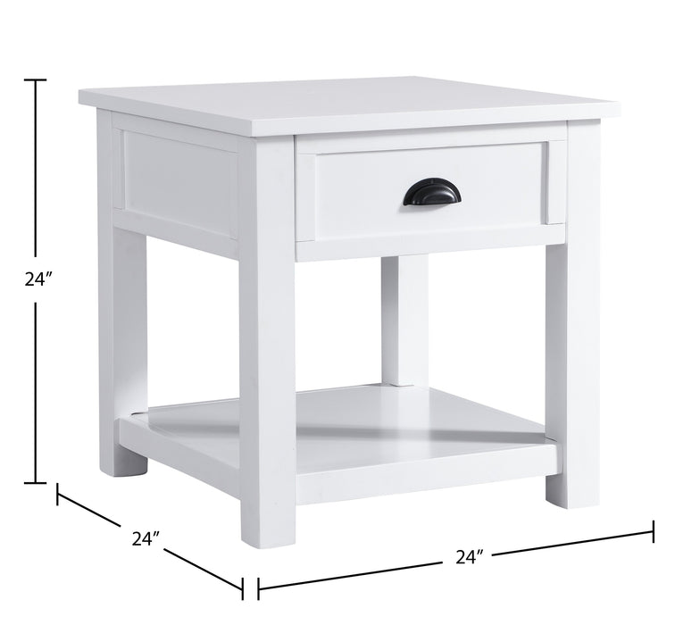 Table de bout moderne Centennial de 24 po avec rangement et tablette - blanche