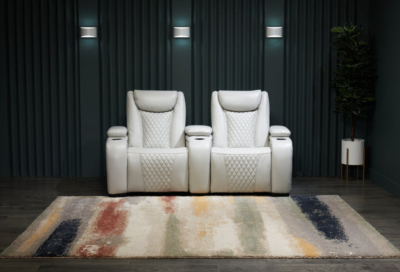 Sièges à inclinaison électrique de cinéma maison Cinema de 79,6 po en tissu d’apparence cuir avec 2 sièges - gris brume cosmique