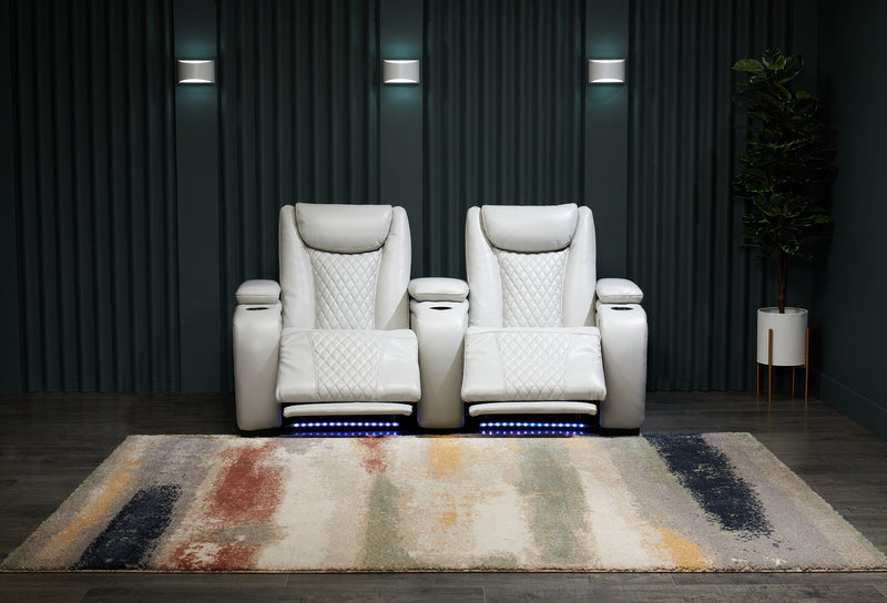 Sièges à inclinaison électrique de cinéma maison Cinema de 79,6 po en tissu d’apparence cuir avec 2 sièges - gris brume cosmique