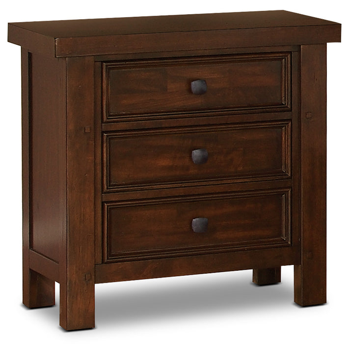 Ensemble de chambre à coucher Sonoma 5 pièces avec lit de rangement des 2 côtés, commode, miroir et table de nuit, brun manguier - format lit double