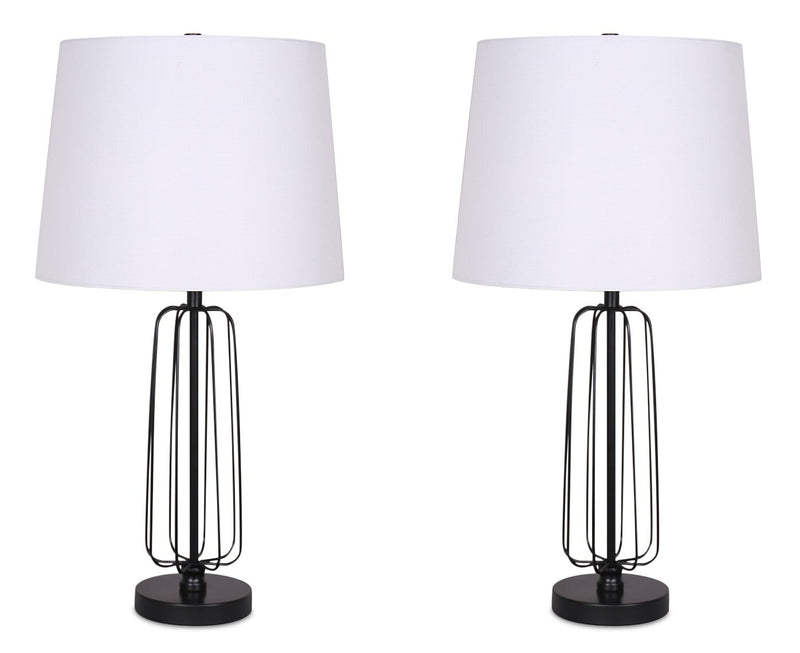 Ensemble 2 lampes de table Clare de Kort & Co. de 27 po noir mat avec recharge USB