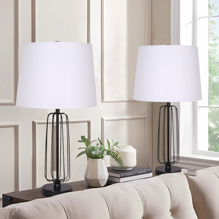 Ensemble 2 lampes de table Clare de Kort & Co. de 27 po noir mat avec recharge USB