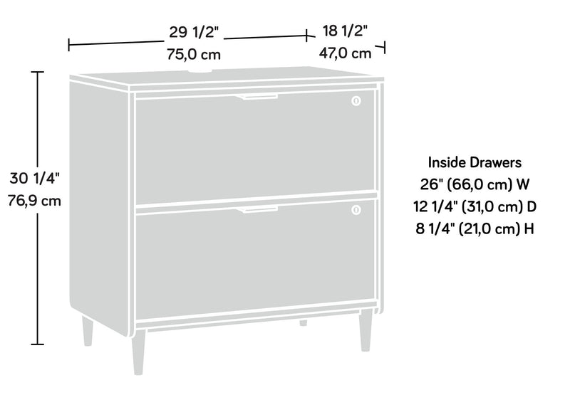 Classeur Clifford Place de 29,53 po de qualité commerciale à 2 tiroirs - gris et noyer
