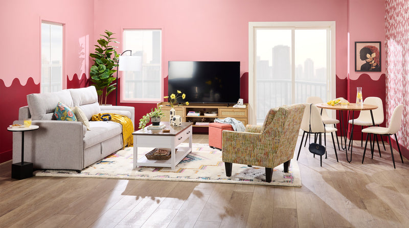 Fauteuil d’appoint club Sofa Lab personnalisable de 29 po fabriqué au Canada en tissu avec pattes en bois - Garden multicolore