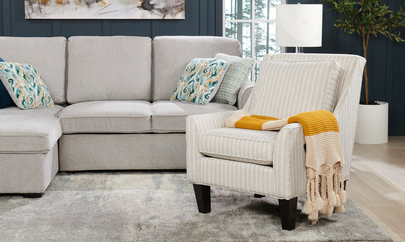 Fauteuil d’appoint club Sofa Lab personnalisable de 29 po fabriqué au Canada en tissu avec pattes en bois - blanc Dolphin White