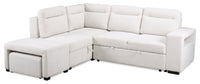  Sofa-lit sectionnel de gauche Coast 3 pièces en tissu avec rangement et pouf - blanc ivoire