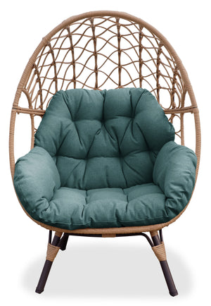 Fauteuil en forme d’œuf Coco de Kort & Co. pour la terrasse à l’extérieur - osier en résine tressé à la main, résistant aux rayons UV et aux intempéries - naturel et vert