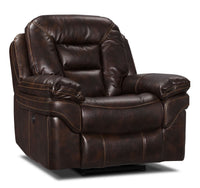 Fauteuil à inclinaison électrique Leo de 41 po en tissu d’apparence cuir - brun noyer