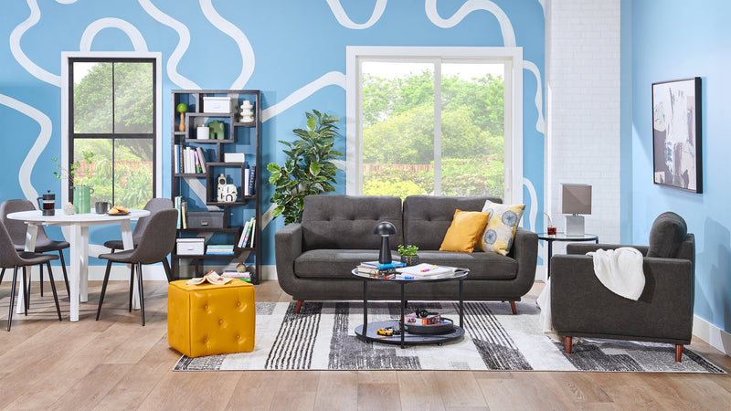 Sofa Cosmo de 80 po en tissu avec coussins de dossier capitonnés - anthracite