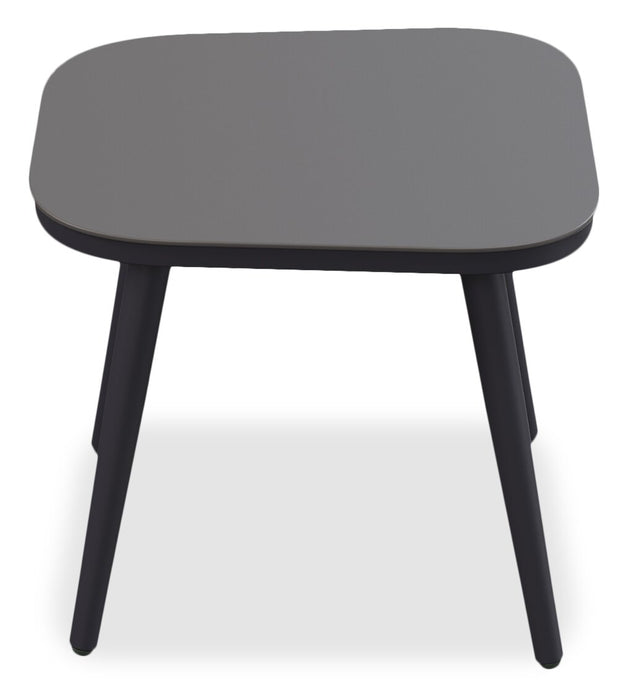 Ensemble de conversation Costa 3 pièces pour la terrasse à l’extérieur avec 2 fauteuils et table à café - osier en résine et métal, résistant aux rayons UV et aux intempéries - gris foncé et bleu