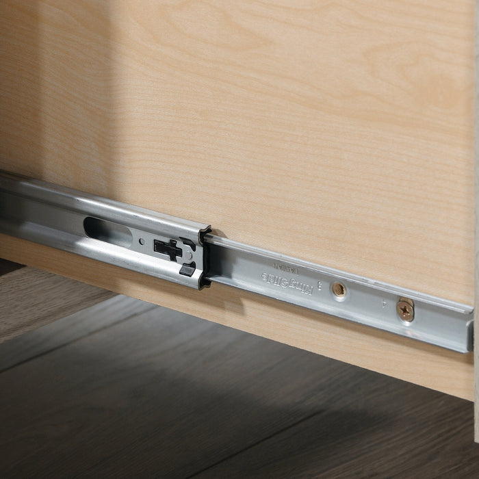 Bureau en forme de L Costa de 65,12 po de qualité commerciale à 3 tiroirs avec armoire - marron blanchi