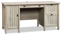 Bureau d’ordinateur Costa de 59,06 po de qualité commerciale à 2 tiroirs avec armoire - marron blanchi