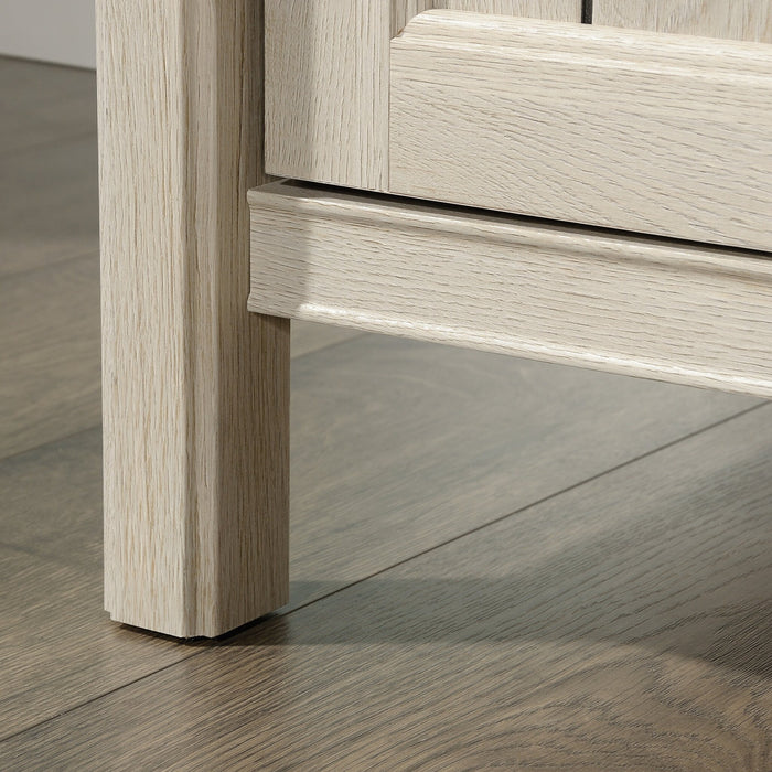 Bureau d’ordinateur Costa de 59,06 po de qualité commerciale à 2 tiroirs avec armoire - marron blanchi