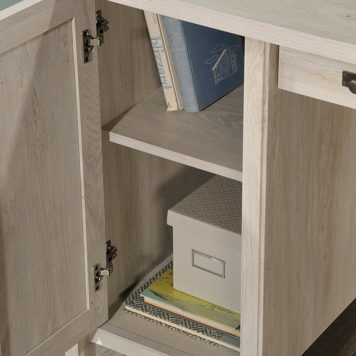 Bureau d’ordinateur Costa de 59,06 po de qualité commerciale à 2 tiroirs avec armoire - marron blanchi
