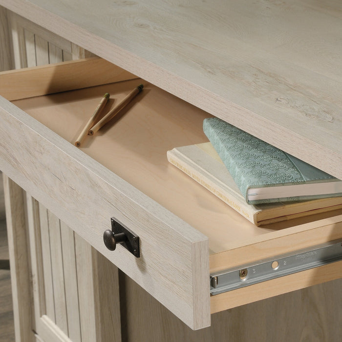 Bureau d’ordinateur Costa de 59,06 po de qualité commerciale à 2 tiroirs avec armoire - marron blanchi