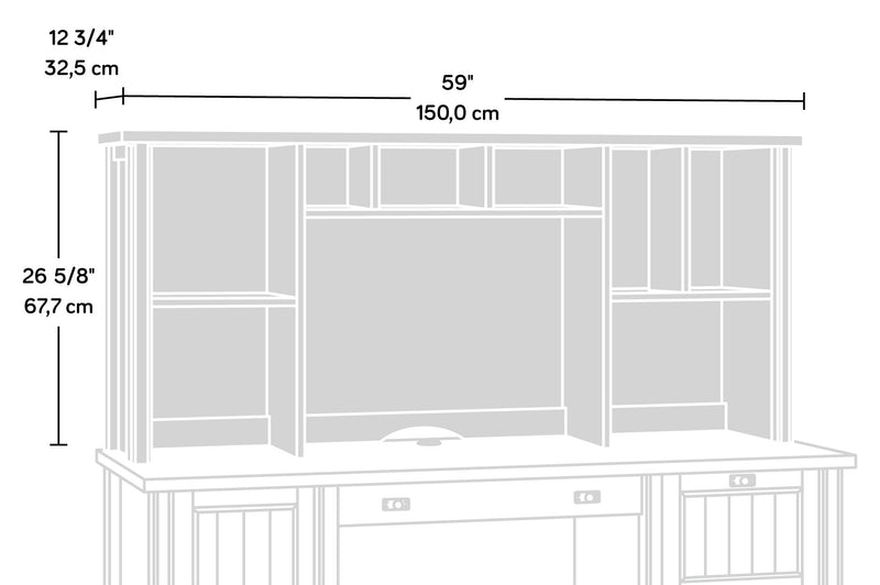 Crédence d’ordinateur Costa de qualité commerciale avec compartiments ouverts - marron blanchi