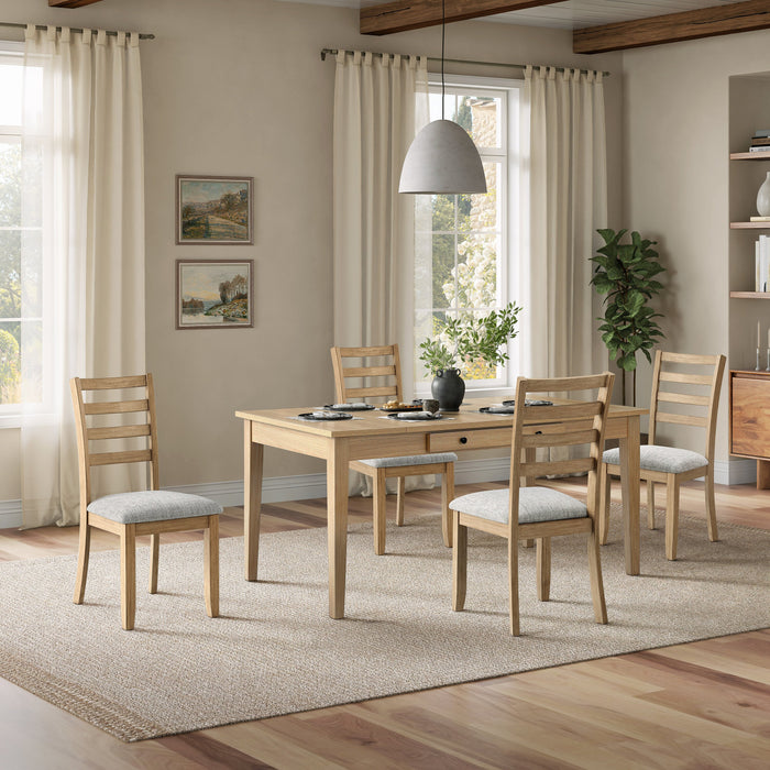 Table salle à manger Cove de 66 po (L) en mélamine avec tiroirs de rangement - naturelle et grise