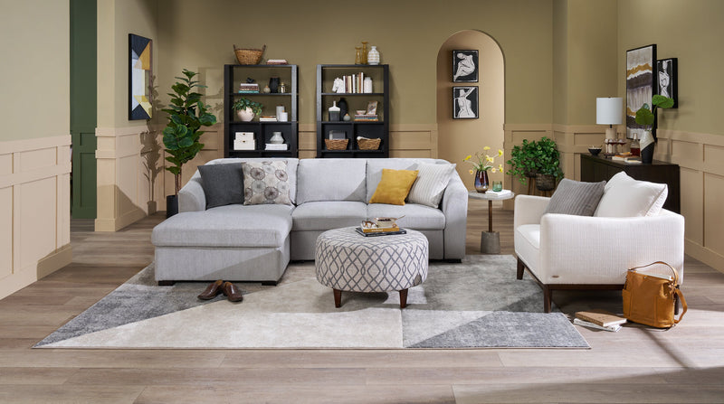 Pouf personnalisable The Curve de Sofa Lab de 31 po fabriqué au Canada en tissu - Steel multicolore