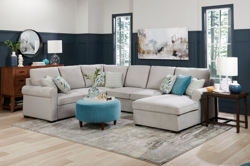 Pouf personnalisable The Curve de Sofa Lab de 31 po fabriqué au Canada en tissu de velours - bleu Sea Blue