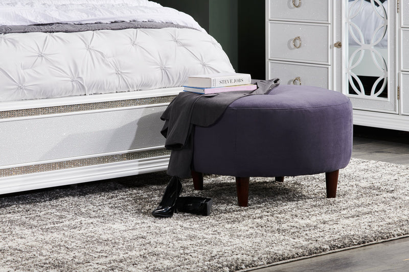 Pouf personnalisable The Curve de Sofa Lab de 31 po fabriqué au Canada en tissu de velours - gris Granite Grey