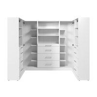 Système de pièce-penderie en forme de U modulaire Florence de Bestar de 105 po avec tringles, tablettes et tiroirs de style lisse - blanc