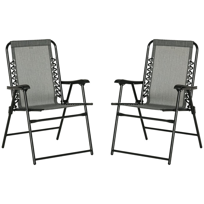 Outsunny Lot De 2 Chaises De Patio Pliantes, Chaises De Camping, Gris