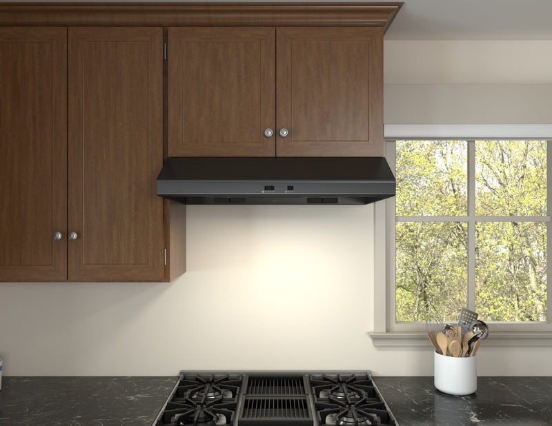 Hotte de cuisinière sous l’armoire Cyclone de Zephyr de 30 po - acier inoxydable noir - AK6500CBS