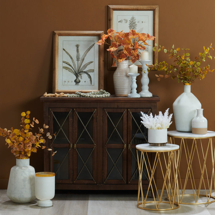 Ensemble 2 tables d'appoint Dalilah de 16 po - marbre blanc avec base dorée