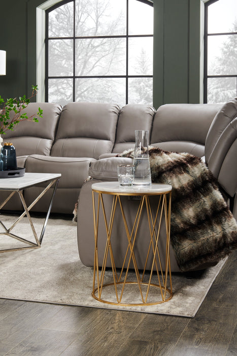 Ensemble 2 tables d'appoint Dalilah de 16 po - marbre blanc avec base dorée