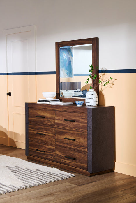 Commode Dante de Scott Living de 60 po (L) x 36 po (H) à 6 tiroirs pour la chambre à coucher - brune