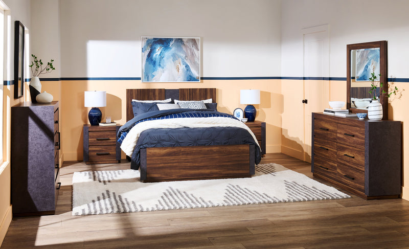 Commode Dante de Scott Living de 60 po (L) x 36 po (H) à 6 tiroirs pour la chambre à coucher - brune