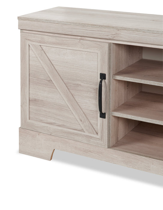 Meuble pour téléviseur rustique Davin de 61 po avec rangement et système de gestion des câbles pour téléviseurs jusqu’à 70 po - blanchi