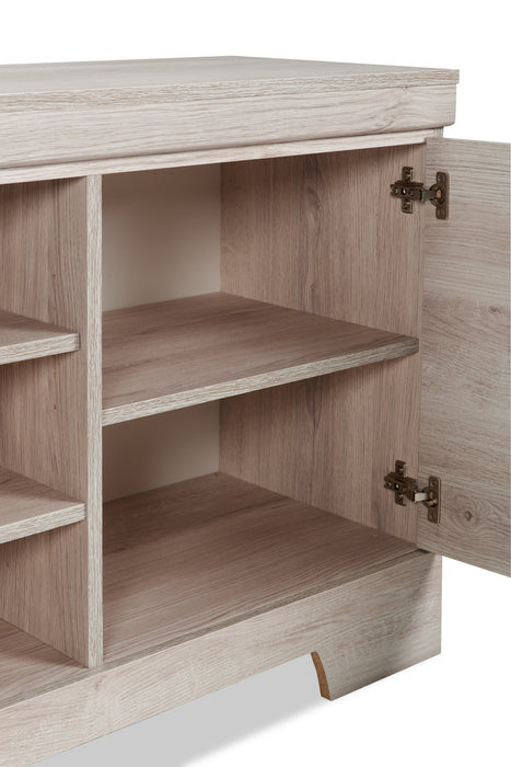 Meuble pour téléviseur rustique Davin de 61 po avec rangement et système de gestion des câbles pour téléviseurs jusqu’à 70 po - blanchi