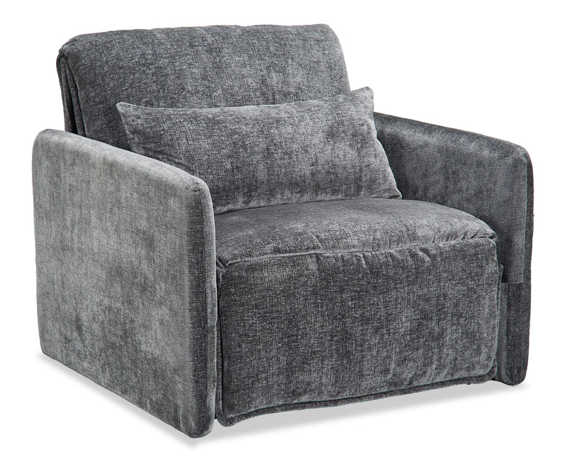 Fauteuil-lit Dawn de 42 po en tissu de chenille - gris